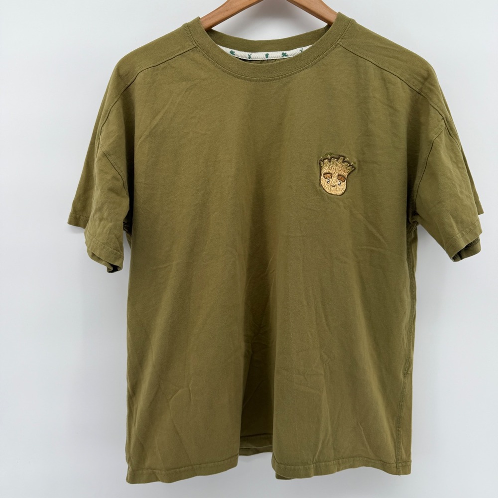 Marvel Guardians of the Galaxy Groot Embroidered Olive Green T-Shirt Mens L
